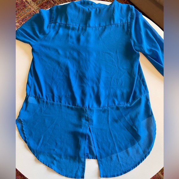 Pleione Royal Blue Button Down Blouse - Picture 7 of 7